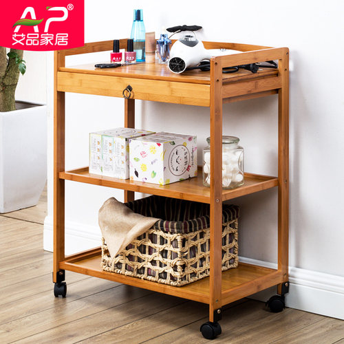 艾品厨房微波炉置物架可移动带轮餐车推车落地多层收纳架蔬菜架子