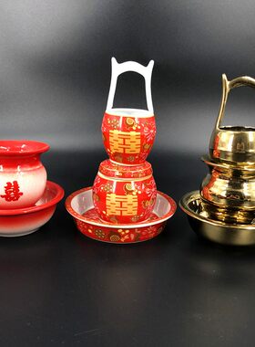 结婚婚庆用品新娘出门传统安床子孙桶创意寓意陪嫁品港版婚房装饰