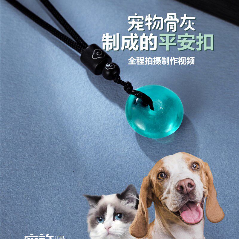 宠物骨灰生命晶石盒平安扣火化善终猫狗吊坠项链纪念品定制应许