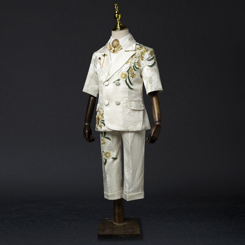 男童西装短袖礼服套装花童男童走秀男童钢琴演出礼服男童主持礼服