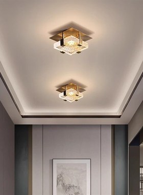 中山灯具定制新中式酒店别墅走廊玄关阳台轻奢大气玻璃水晶吸顶灯