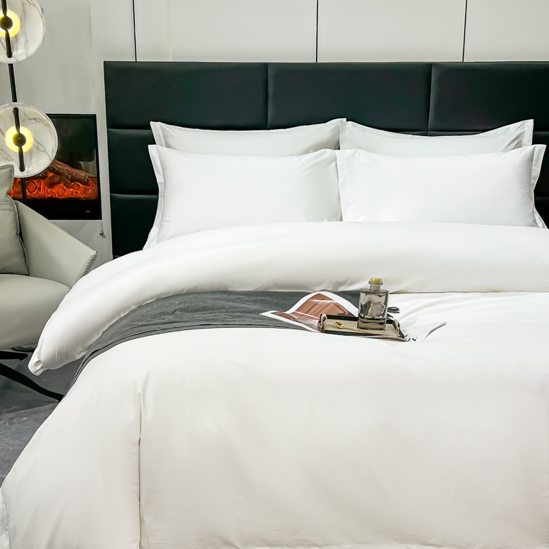 宾馆酒店床上四件套民宿公寓纯白色飞边被套床单旅馆床上用品布草,床上用品,酒店床品套件,淘宝优惠券,粉丝福利购,淘宝优惠卷