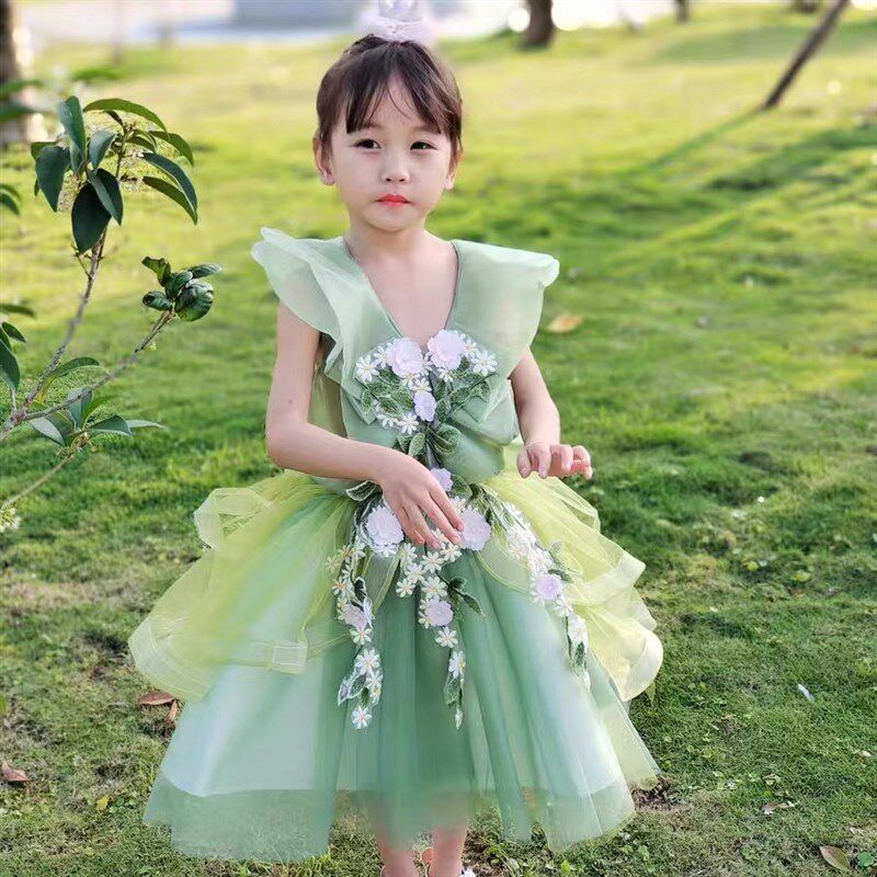 女童礼服公主裙蓬蓬裙儿童走秀主持人钢琴演出服生日花童婚纱裙春