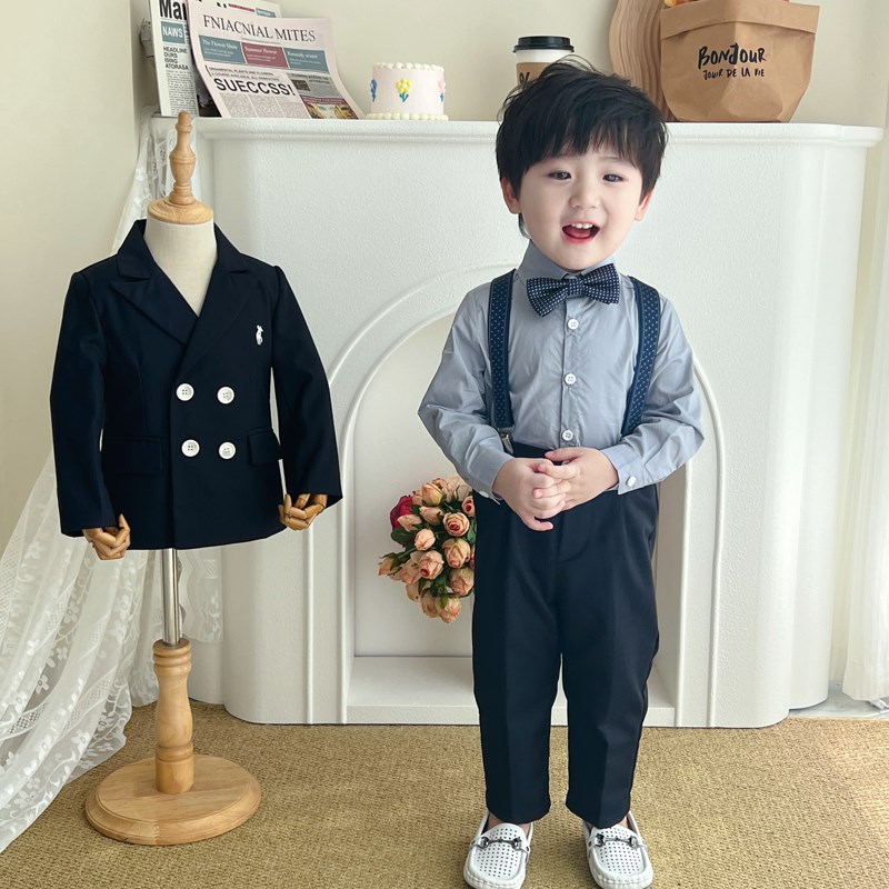 男童西装套装中大童西服婚礼花童礼服宝宝生日正装走秀主持人英伦