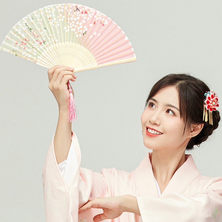 小清新折扇汉服古风摄影走秀拍照道具樱花中国风复古女士舞蹈扇子