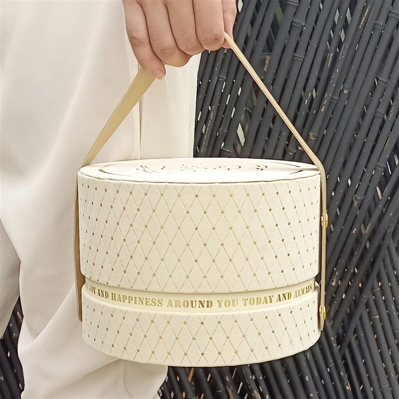 2022高档圆形月饼包装盒中秋硬礼盒空盒2粒一斤装月饼蛋黄酥盒大