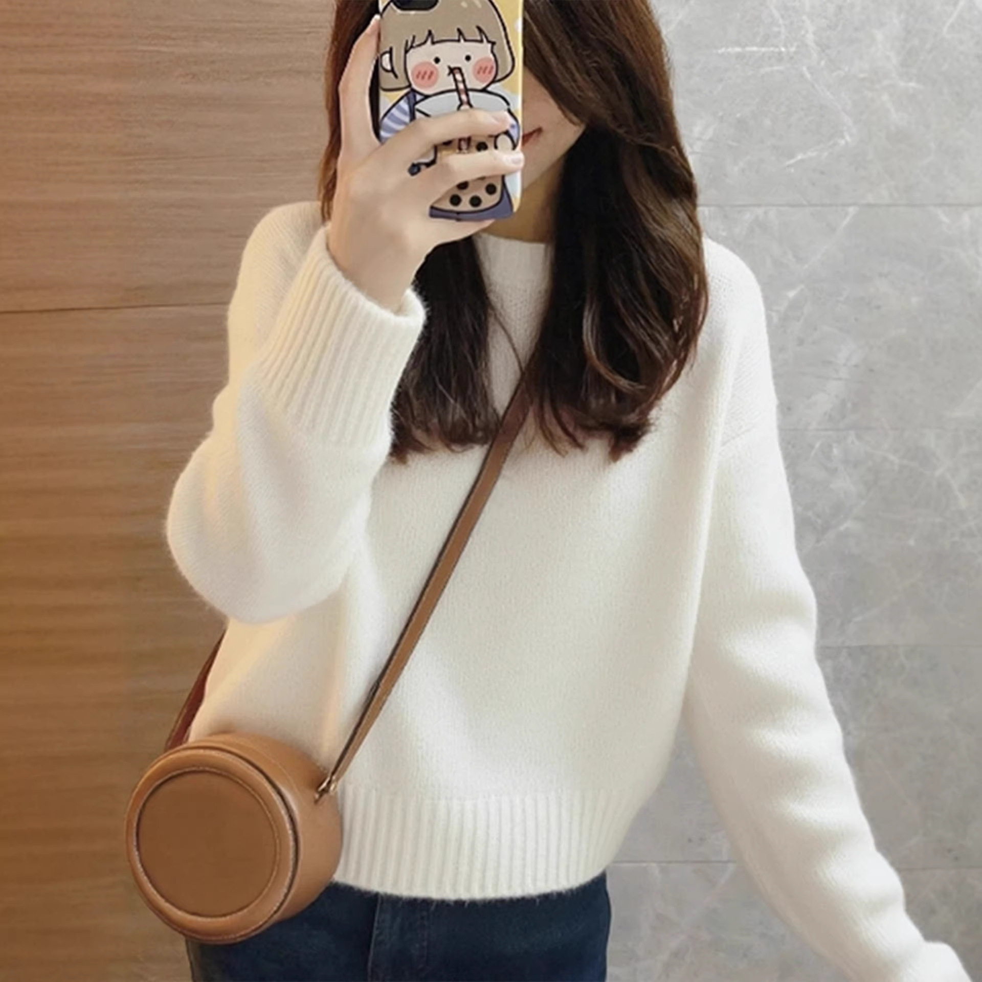 白色小香风针织衫毛衣女2026秋新款慵懒风高级感毛衣可外穿内搭