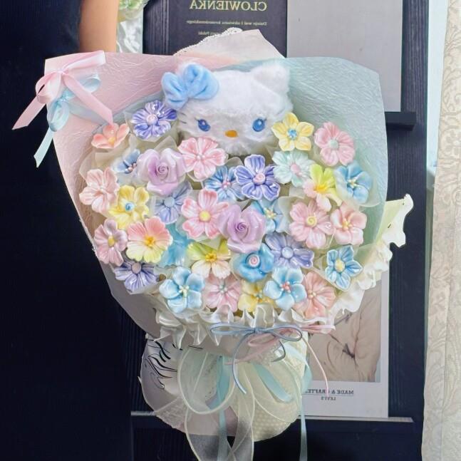 陶瓷花束景德镇陶瓷成品发货冰淇淋桶可爱生日创意花束生日礼物