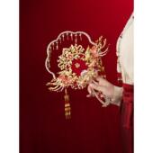 新娘结婚团扇diy材料包手工高级红秀禾喜扇新中式 婚礼送闺蜜成品