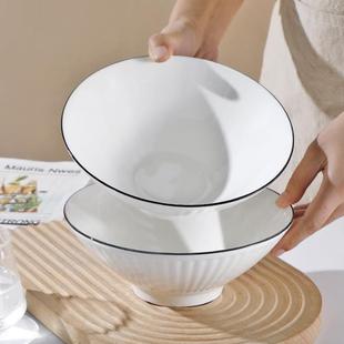 简约汤面碗商用碗 北欧风8英寸斗笠碗面碗陶瓷家用泡面碗创意个性