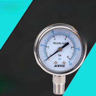 Acutek不锈钢压力表Y50Bf 10Bar Zg1/4材质304耐氨高温压力表