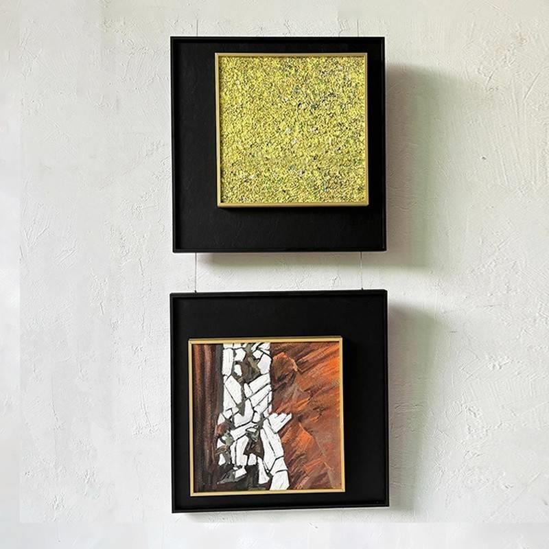 现代轻奢风挂画小幅方形组合装饰画艺术客厅挂画别墅大气玄关壁画