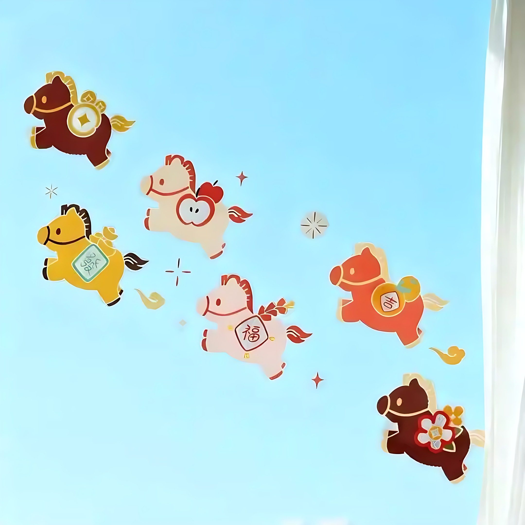 马年氛围布置装饰2026新年快乐静电贴纸高颜值过年春节窗花贴画送,节庆用品/礼品,福字/窗花/窗贴,淘宝优惠券,粉丝福利购,淘宝优惠卷