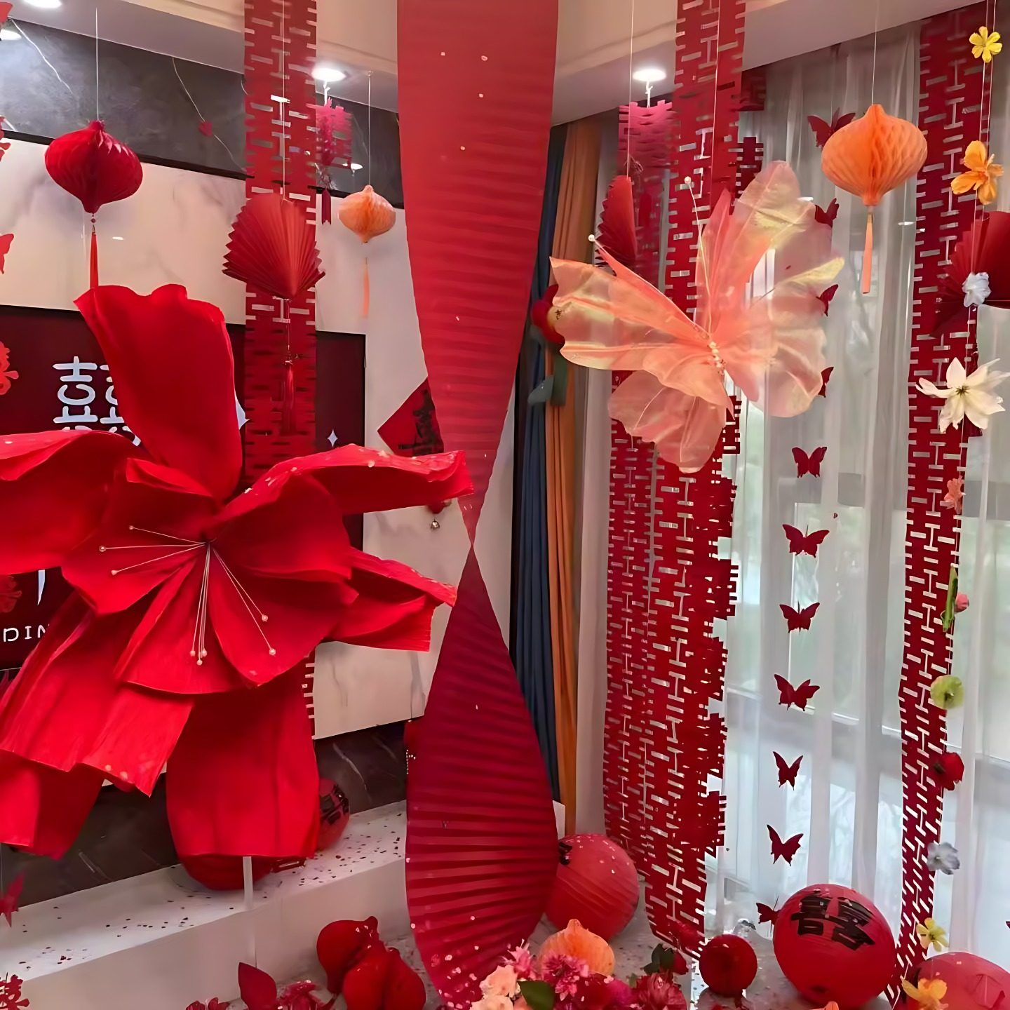 高级感婚房布置结婚背景墙拉花装饰女方瓦楞纸套装客厅卧室蝴蝶布,节庆用品/礼品,拉花,淘宝优惠券,粉丝福利购,淘宝优惠卷