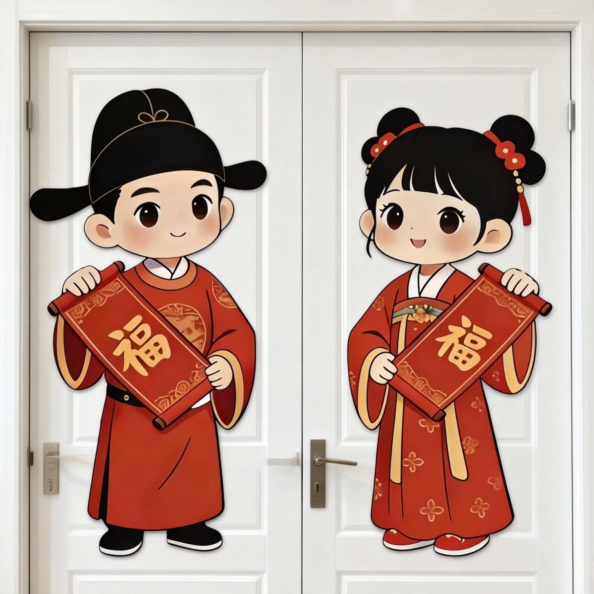 汉服年画娃娃2026金童玉女门贴马年新款新年装饰农村老式春节自粘,节庆用品/礼品,喜字/剪纸/贴纸,淘宝优惠券,粉丝福利购,淘宝优惠卷