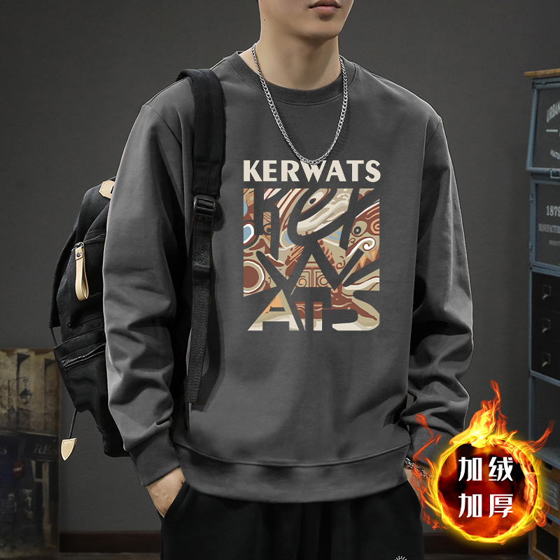 简木迹潮流宽松圆领套头休闲卫衣