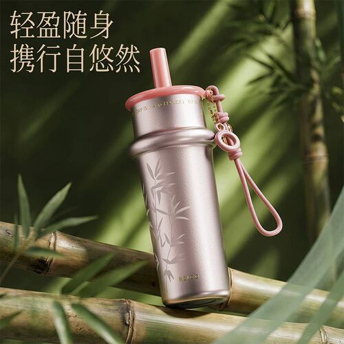 物生物纯钛保温杯女国风吸管水杯