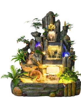 大型假山流水喷泉客厅阳台鱼池景观庭院装饰室内加湿器风水轮摆件