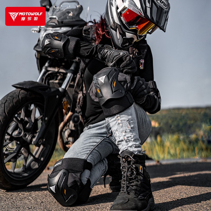摩多狼/MOTOWOLF 摩托车护膝四季膝盖护腿机车骑行防摔防风护具男