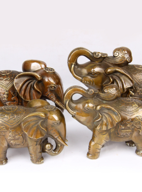 纯铜大象摆件一对吸水象象铜象工艺品店铺开业礼品