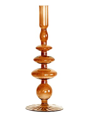 复古Vinage棕色玻璃烛台插花怀旧拍摄道具咖啡馆民宿家居装饰摆件