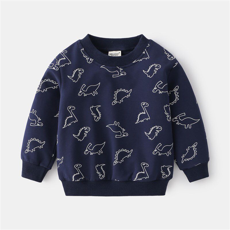 2021年秋季童装卫衣新款男童卡通动物圆领套头上衣潮宝宝休闲长袖