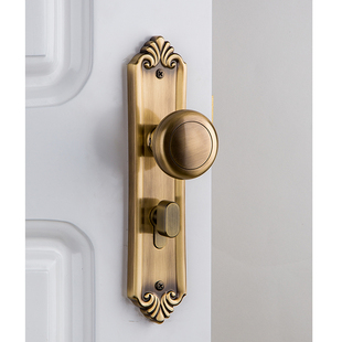 双山铜锁双山黄古铜实心铜门锁球形黄古铜欧式美式球形黄古铜把手