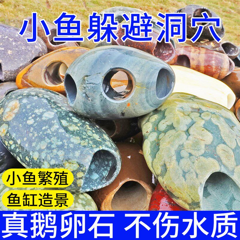 小鱼躲避洞穴虾罐鹅卵石繁殖躲避屋专用慈鲷沉船真石头水族箱造景