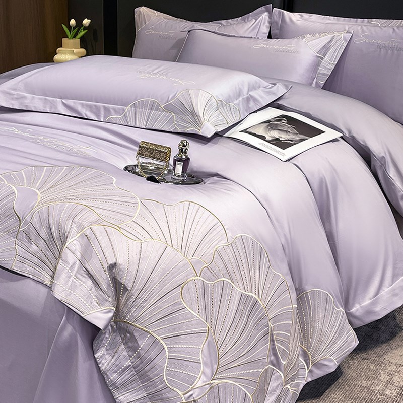 轻奢200支纯棉四件套100全棉高级裸睡感被套床单亲肤床上用品床笠