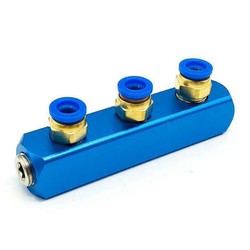 气动多管路气排气泵气管快速接头底座多通气路分配器铝条2分气块