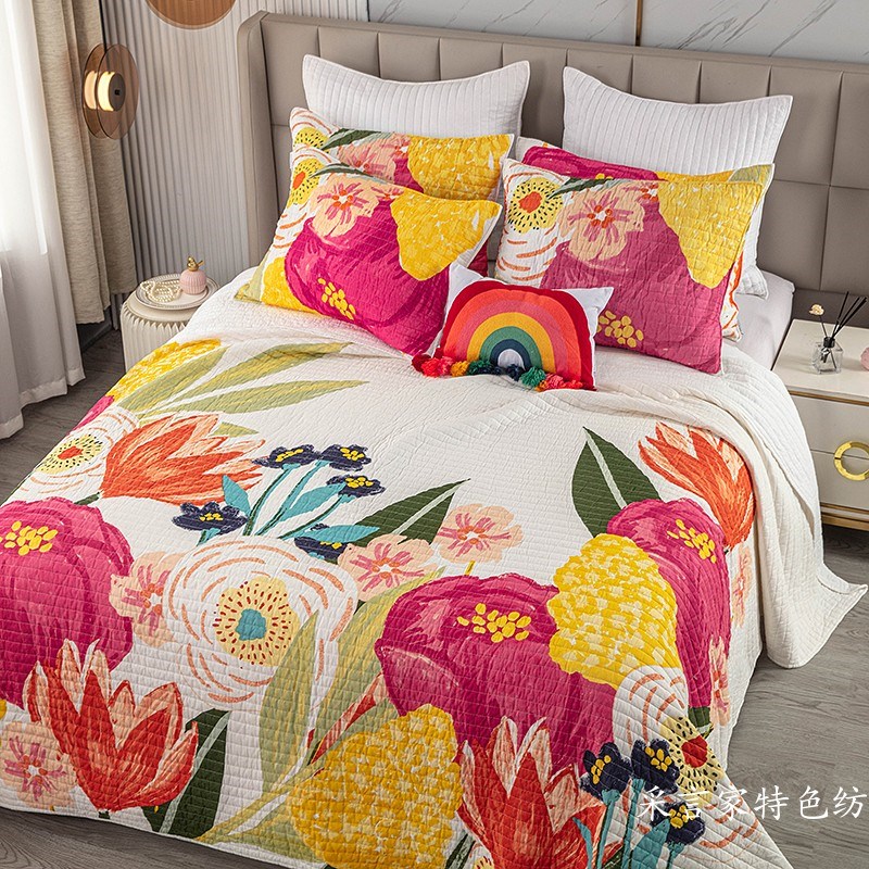 春夏没式新款全棉床盖三件套2025新款纯棉绗缝空调被四季通用垫被