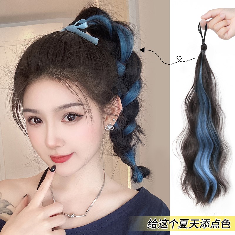 假发辫子女夏彩色挑染发束高马尾多巴胺麻花辫甜酷增发量编发神器
