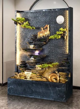 流水生财摆件喷泉流水墙屏风公司开业新居招财礼品庭院花园装饰品