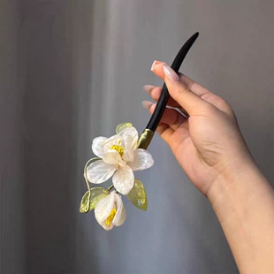 栀子花发簪古风中式国风旗袍百搭日常盘发发钗簪子简约头饰发饰品