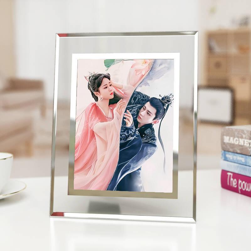 沉香如屑水晶相框 含6寸照片 牛皮纸盒包装 明星周边玻璃摆台画框