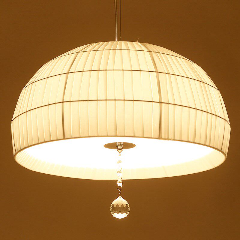 美式简约餐厅吊灯布艺温馨卧室儿童房北欧创意田园鱼线餐桌水晶灯