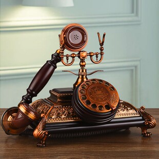 别墅欧式仿古电话机美式家用来电显示座机古董复古旋转拨号电话机