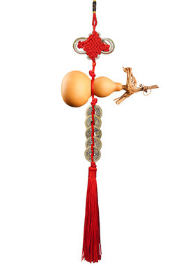 五帝钱门对门天然葫芦挂件朱砂开口葫芦铜钱卫生间客厅阳台工艺品