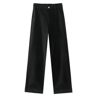 阔腿裤 西装 子女高腰宽松中年妈妈休闲长裤 2024秋冬加绒加厚毛呢裤