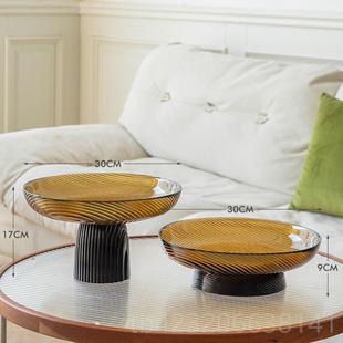 玻璃水果盘家用客茶几202厅3新款 正品 奢高颜值现轻风托盘代网红干
