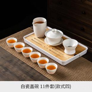 羊装 正品 瓷脂玉瓷夫功茶具套家用简约陶瓷泡茶盖碗茶杯整套德化白