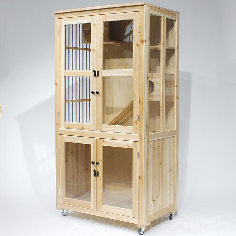 正品双层实木猫子超大自间猫咪由窝猫房空子猫舍猫屋猫别墅木笼制