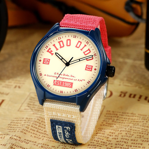 fidodido七喜小子中学生手表女款男初高中生美式复古工装撞色腕表