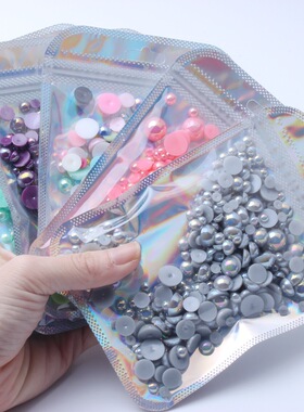 严选中包2-14毫米普彩平底半圆珍珠散珠diy饰品手机树脂材料配件