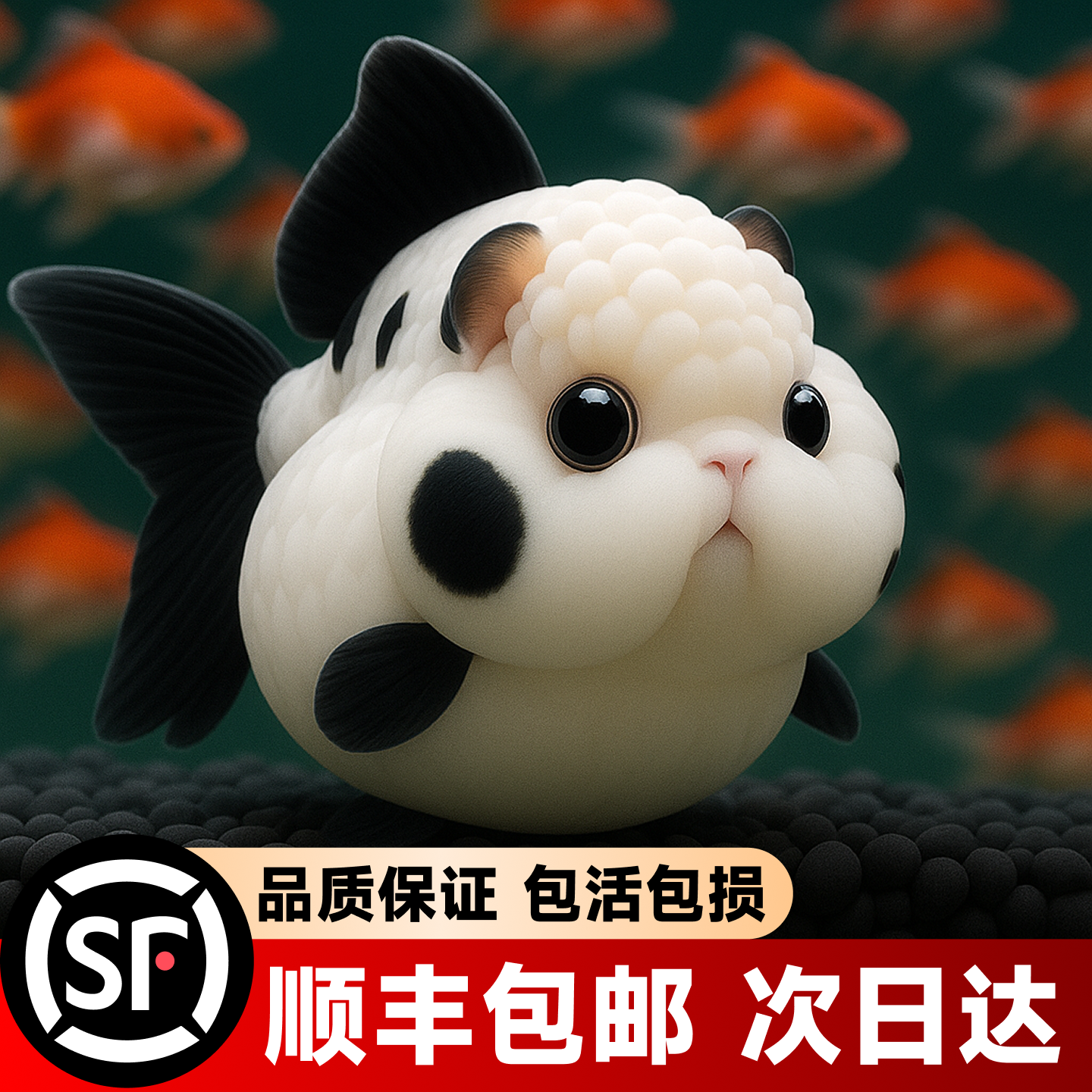 兰寿金鱼小尾精品玉兔黑寿奶牛萌宠观赏鱼三色好养赛级兰寿鱼苗