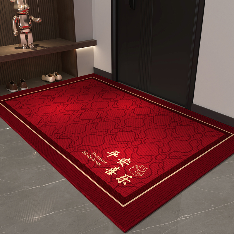 新年喜庆红色入户门地垫玄关大门进门脚垫除尘耐脏门垫可裁剪地毯