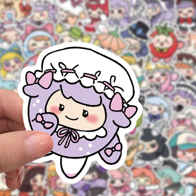 52张高级清新简约风原创新款蛋仔换装贴纸可爱卡通手帐防水ip装饰