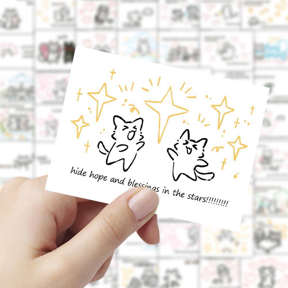200张ins小猫可爱韩国kitten简约贴纸笔记本手账手机壳笔记本贴画