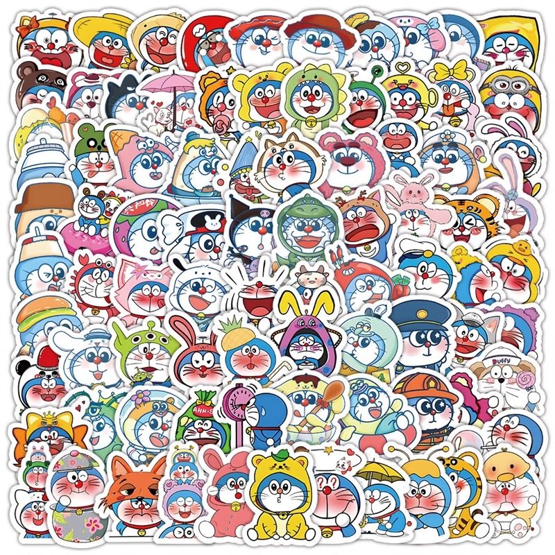 200张哆啦a梦机器猫贴纸叮当猫蓝胖子卡通可爱人物女孩儿童小粘贴
