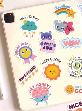 160张儿童奖励贴纸小学生幼儿园表扬女孩儿童可爱卡通小图案防水